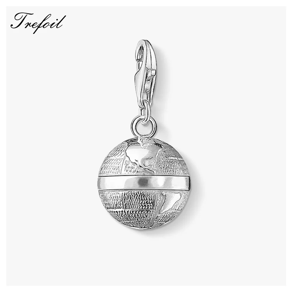 

Gray Globe Charms Pendant,Fashion Jewelry 925 Sterling Silver Trendy Gift For Women Men Boy Girls Fit Bracelet Necklace 2018 New