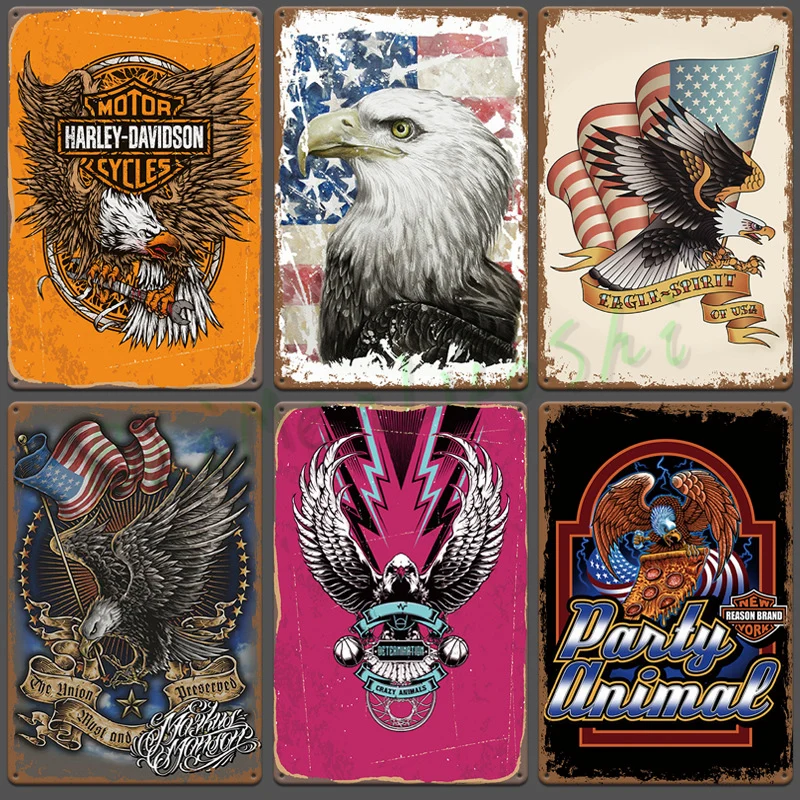 Shabby Chic The Eagle Expanded His Wings. Bar Wall Decoration Vintage Metal Signs Home Decor Painting Plaques Art Poster 20*30CM | Дом и сад