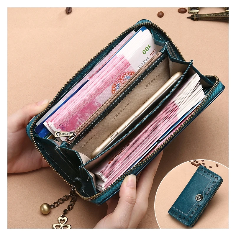 

Ladies Wallet Female Long Section Leather Zipper Korean Version Multi-Function Large-Capacity Women's Clutch Bag Wallet