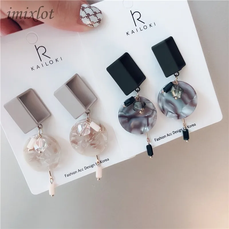 

Marble Grain Earrings East Gate Shell Geometry Acrylic Crystal Tassels