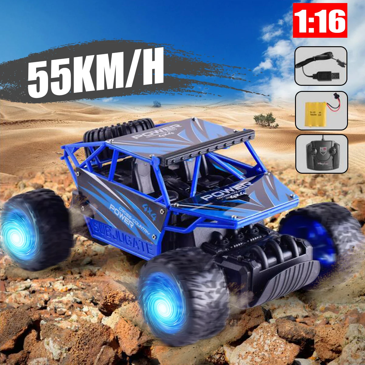 

1/16 RC Car 4WD Climbing Car 4x4 Car Remote Control Model Off-Road Vehicle 2.4GHZ Racing Car Climbing Sand Road For Toys Kid Toy