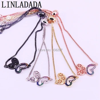 

10Pcs Fashion Jewelry Brass Micro Pave Rainbow CZ Cute Butterfly Connectors Bracelets Women Girl Jewelry