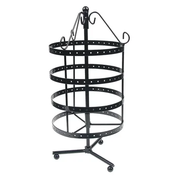 

Metal Four-Layer Earrings Organizer Rotating Pedestal Jewelry Display Necklace Display Rack Earring Storage Tree Jewelry Holder