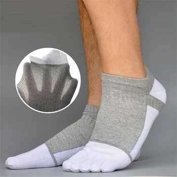 

1Pair NewBreathable Grid Mens Toe Socks Cotton Five Fingers Socks Casual Socks with Toes Ankle Socks 5 colors