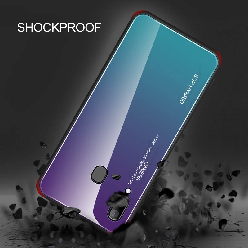 Градиентный чехол из закаленного стекла для Samsung Galaxy A50 телефона A505F силиконовый
