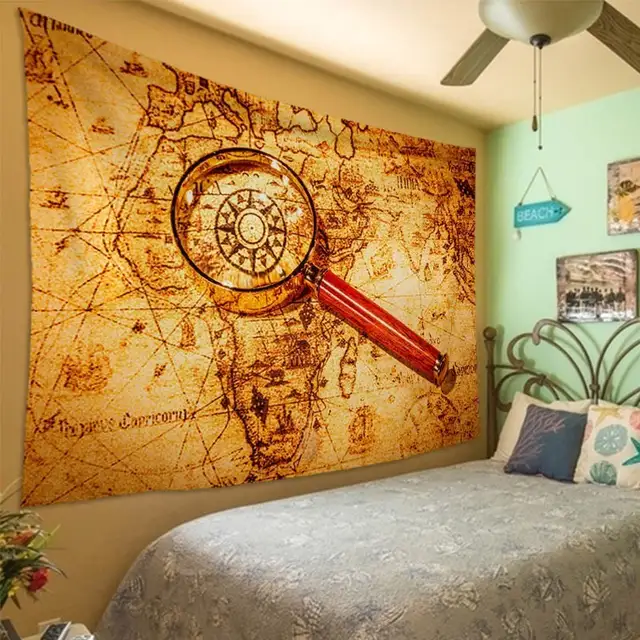 Ancient Egyptian Pharaoh Elements Tapestry Wall Hanging Vintage