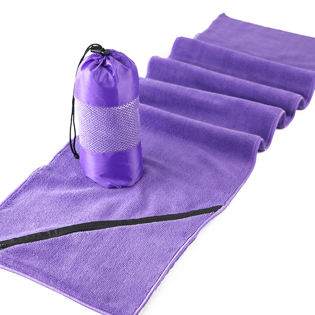 

Sports Soft Camping Microfiber Zip Pocket Fitness Bath Extra Long Swimming Fast Drying Towel Gym 30 * 110cm