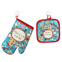 Горячая Распродажа для микроволновой печи перчатки с изоляцией для духовки перчатки для выпечки термостойкие рукавицы для духовки Рождественская выпечка-2 шт./комплект