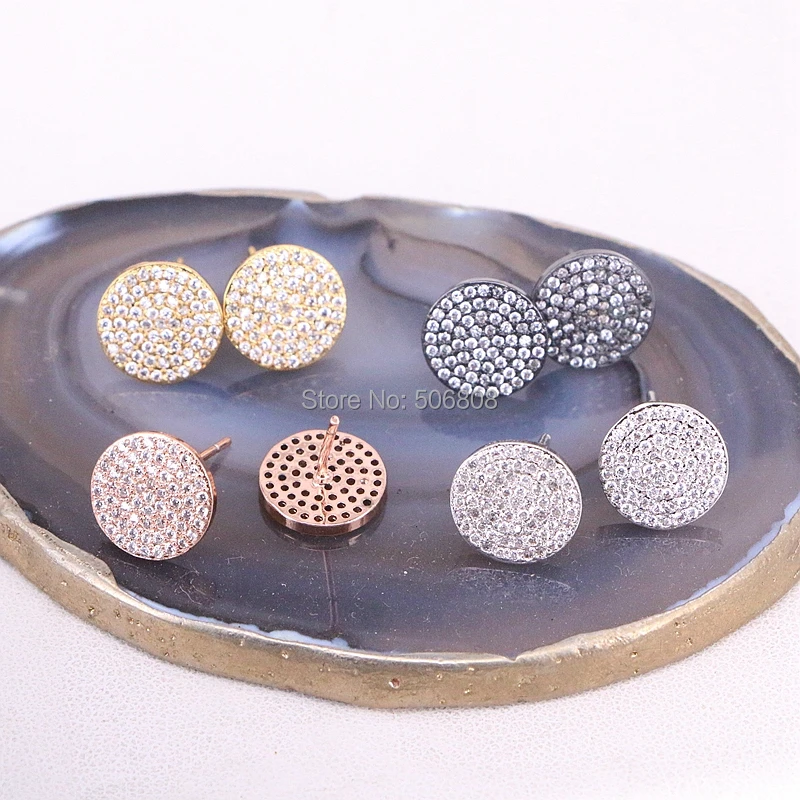 10 пар ZYZ-E6074 12 мм Искрящийся фианит, циркон, кристалл проложить круглые серьги гвоздики для женщин