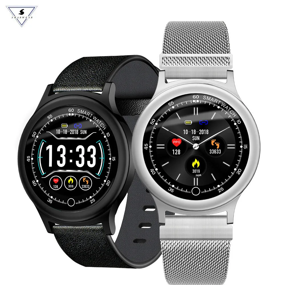 

New Q28 Heart Rate Smart Watch Men Metal Strap Replacement Blood Pressure Monitor SNS Notifications IP68 Waterproof Smartwatch