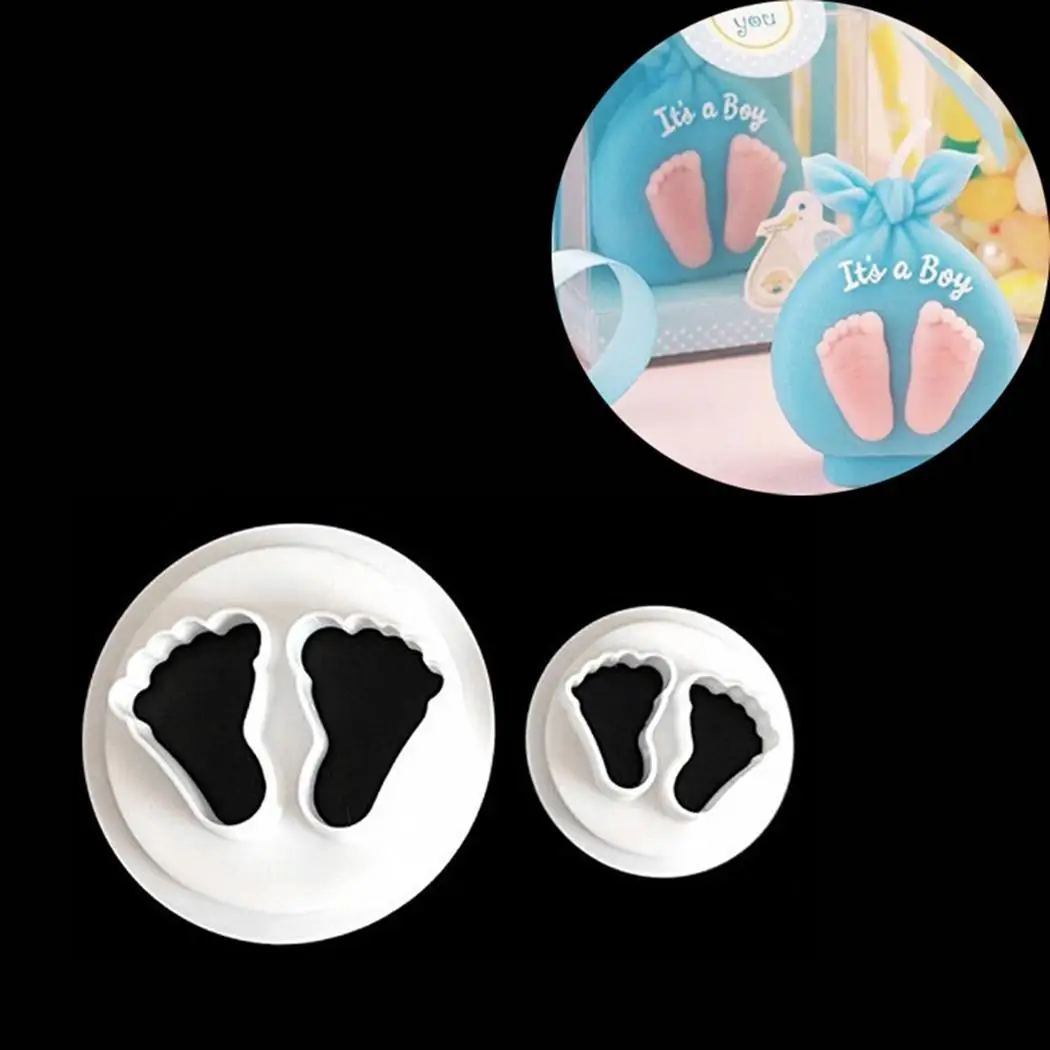 

2pcs Baby Feet Shape Cake Sugar Cutters Mold DIY Cookie Fondant Cutter Mould Decorations Mold Kitchens Tools Spice Cake Decor