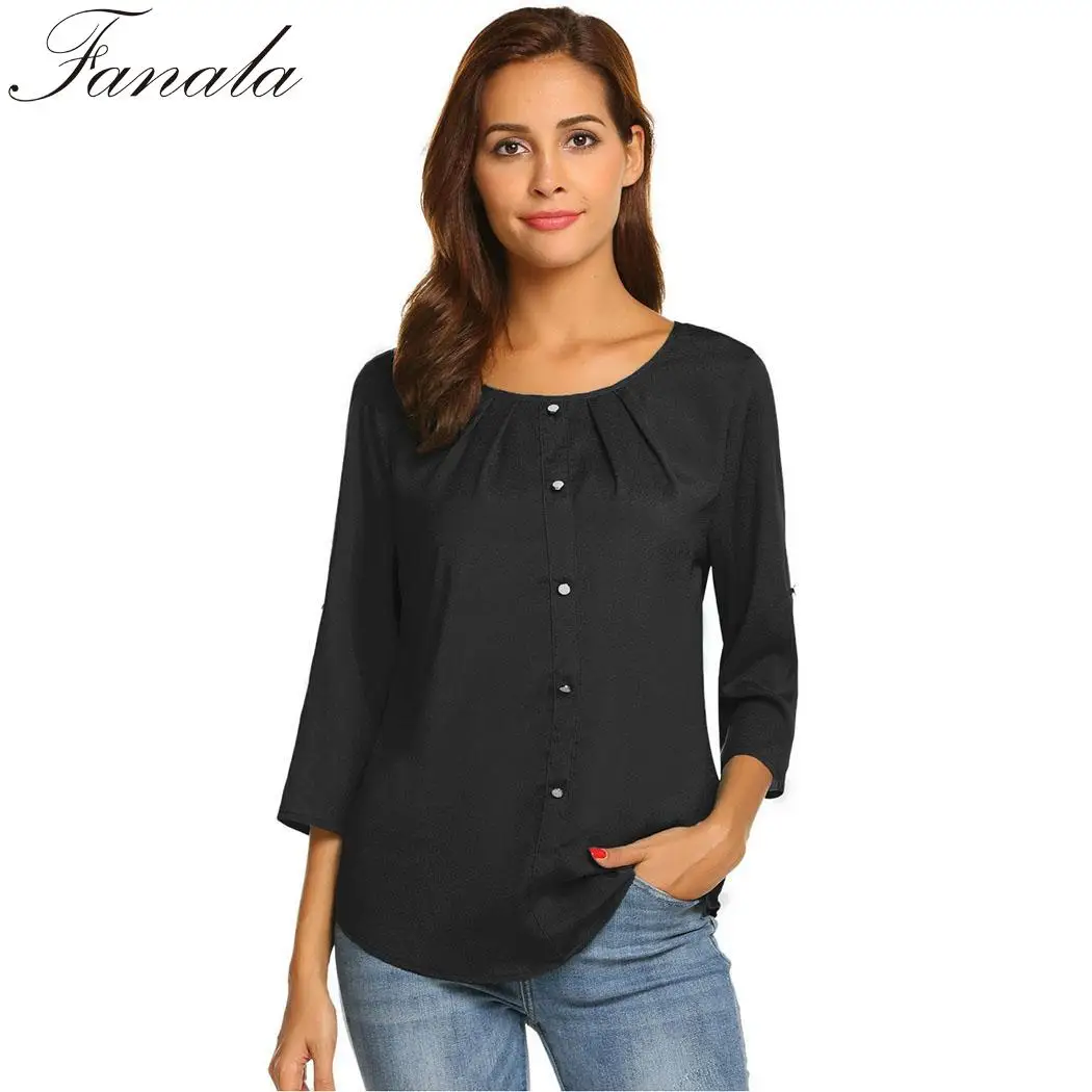 FANALA для женщин шифоновая блузка Blusas демисезонный повседневное свободные три