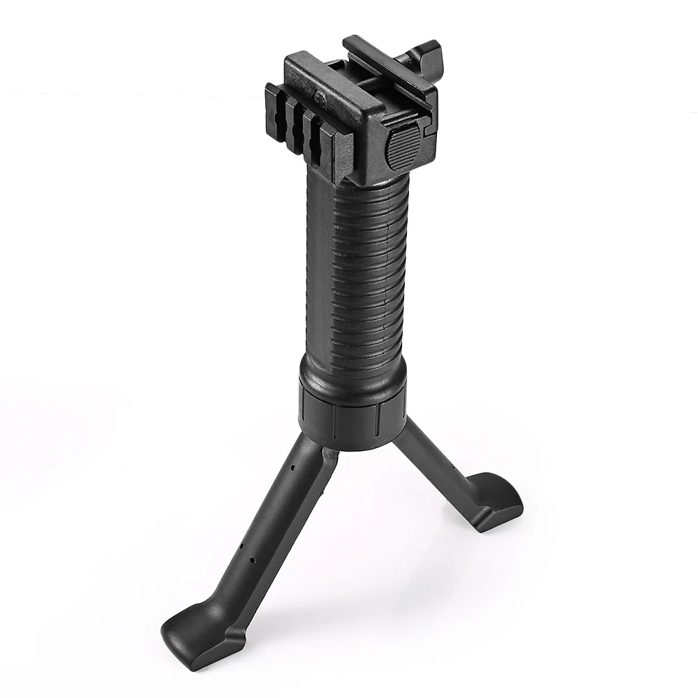 التكتيكية طوي الرأسي قابل للسحب Foregrip Bipod ل Picatinny ويفر السكك الحديدية التكتيكية طوي الرأسي قابل للسحب Foregrip Bipod ل Picatinny ويفر السكك الحديدية