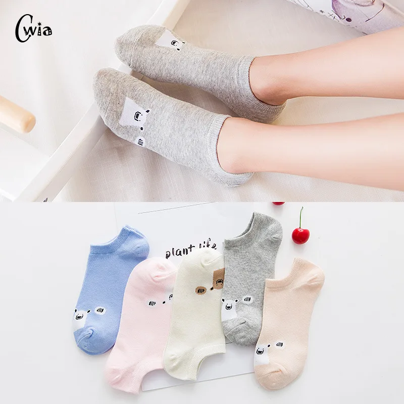 

Cotton animal pattern comfortable girl women's boat socks ankle low female invisible color girl boy hosiery 1pair=2pcs WS100