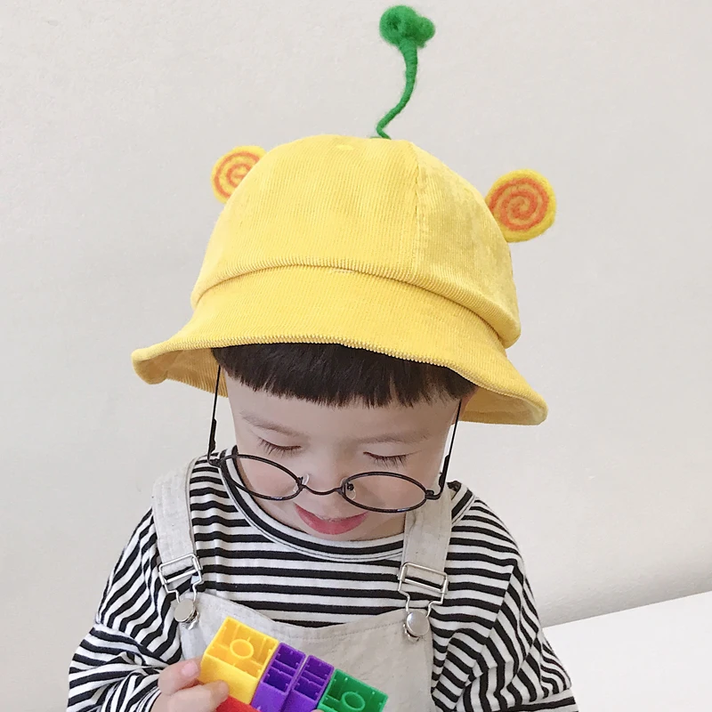Novelty Kid Cute Corduroy Bean Sprouts Fisherman Hat Winter Fashion
