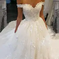 Vestido De Novia Luxury Princess Ball Gown Lace Wedding Dress 2019 Sexy Off The Shoulder Lace Up Back Robe De Mariee Custom Made