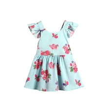 0 para 2 T Meninas Recém-nascidas Do Bebê Cover-Ups Flor Backless Bow vestido de verão Do Partido Vestidos del desfile de la princesa