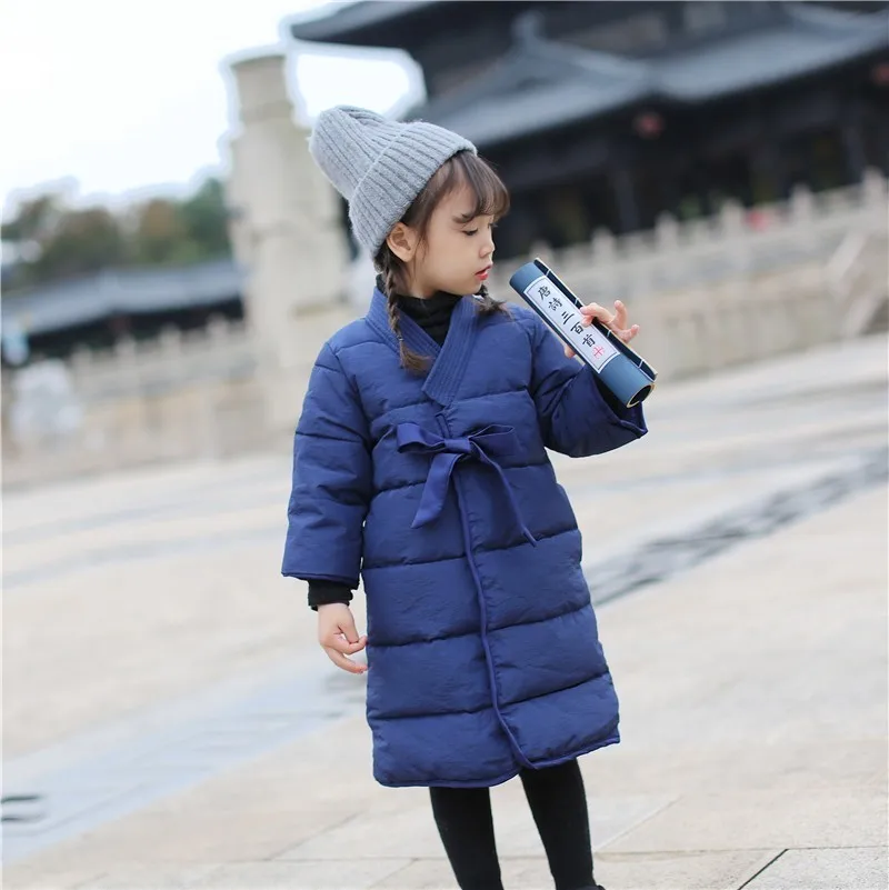 

Cheongsam Baby Girls Long Sleeve Coat New Year Long Toddler Girl Autumn Winter Cotton Jacket Chinese Style Children's Clothing