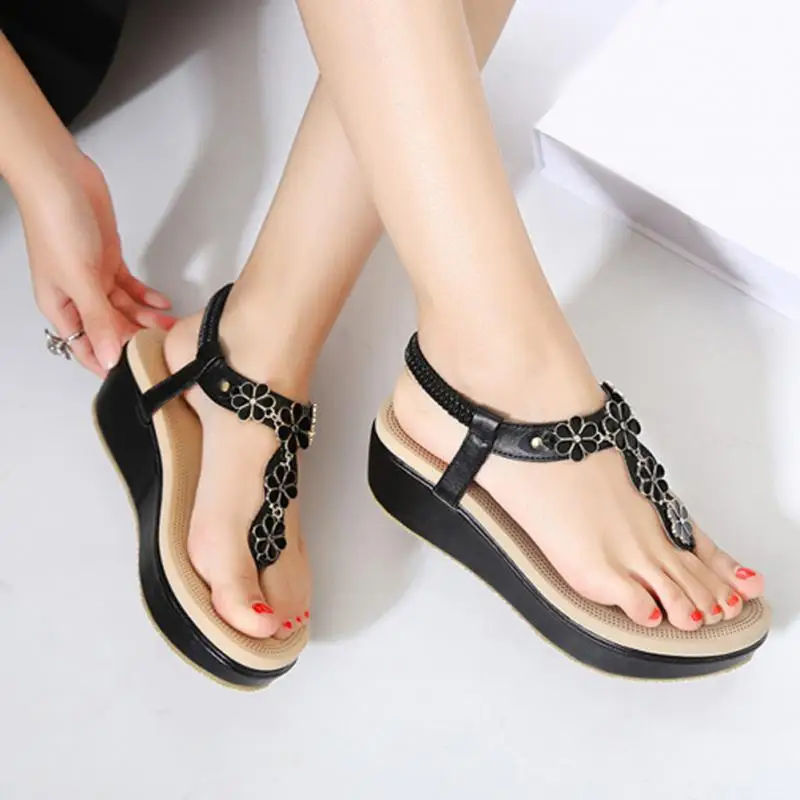 

Women Fashion Simple Bohemian Sandals Summer Beach Gladiator PU Slip-on Sandal