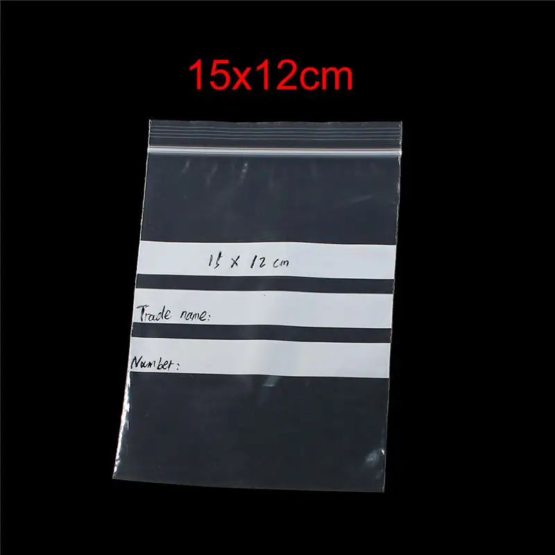 PVC Zip Lock Bags Rectangle Clear With Write On Strips Food Pack (Useable Space 15x12cm) 16.5cm