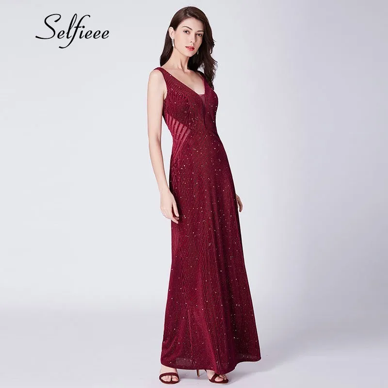 Сексуальные бордовые вечерние платья 2019 Vestidos De Fiesta новые модные весенние с v