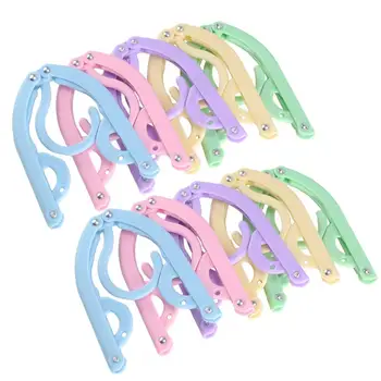 

10PCS Travel Clothes Hangers Magic Portable Glamorous Plastic Folding Coat Hanger with Anti-slip Grooves for Outdoor Camping H