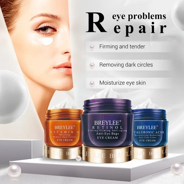 

BREYLEE Eye Cream Eyes Serum Hyaluronic Acid Moisturizing Ageless Retinol Anti Wrinkle Firming Vitamin C Whitening Skin Care 20g