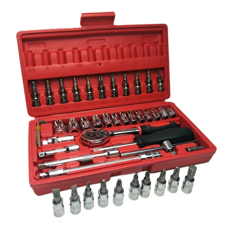 

New 46pc 1/4" Car Repair Tool Set Mixing Tools Screwdriver Sets Wrench Kit