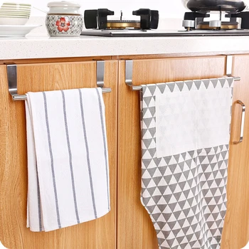 

Towel Bar Over the Door Sturdy Brushed Stainless Steel Dishcloth Rack Towel Hanger for Bathroom Kitchen