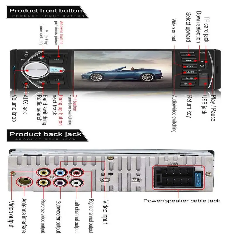 Автомагнитола 1 DIN mp3 плеер 4 дюйма MP5 FM Bluetooth сенсорный экран стерео камера