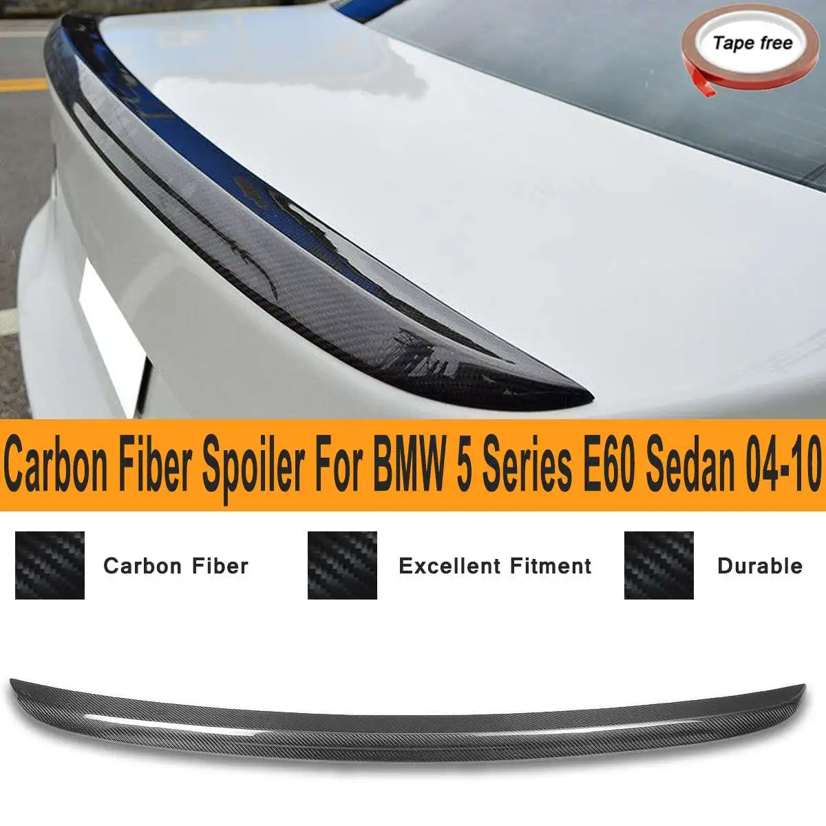 

Real Carbon Fiber Rear Trunk Spoiler Wing for BMW 5 Series E60 Sedan M5 Style 2004-2010 Exterior Replacement Parts