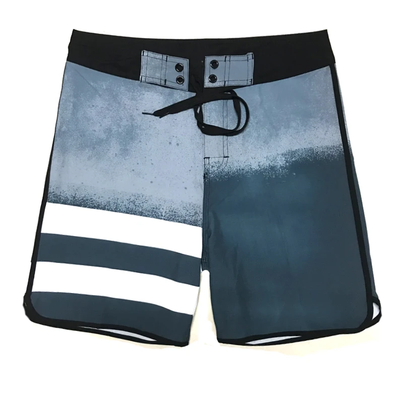 

2019 New Summer Elastic Board Shorts Quick Dry Striped Mens Beach Shorts Swimtrunks Bermuda Beach Shorts Boys Boardshorts