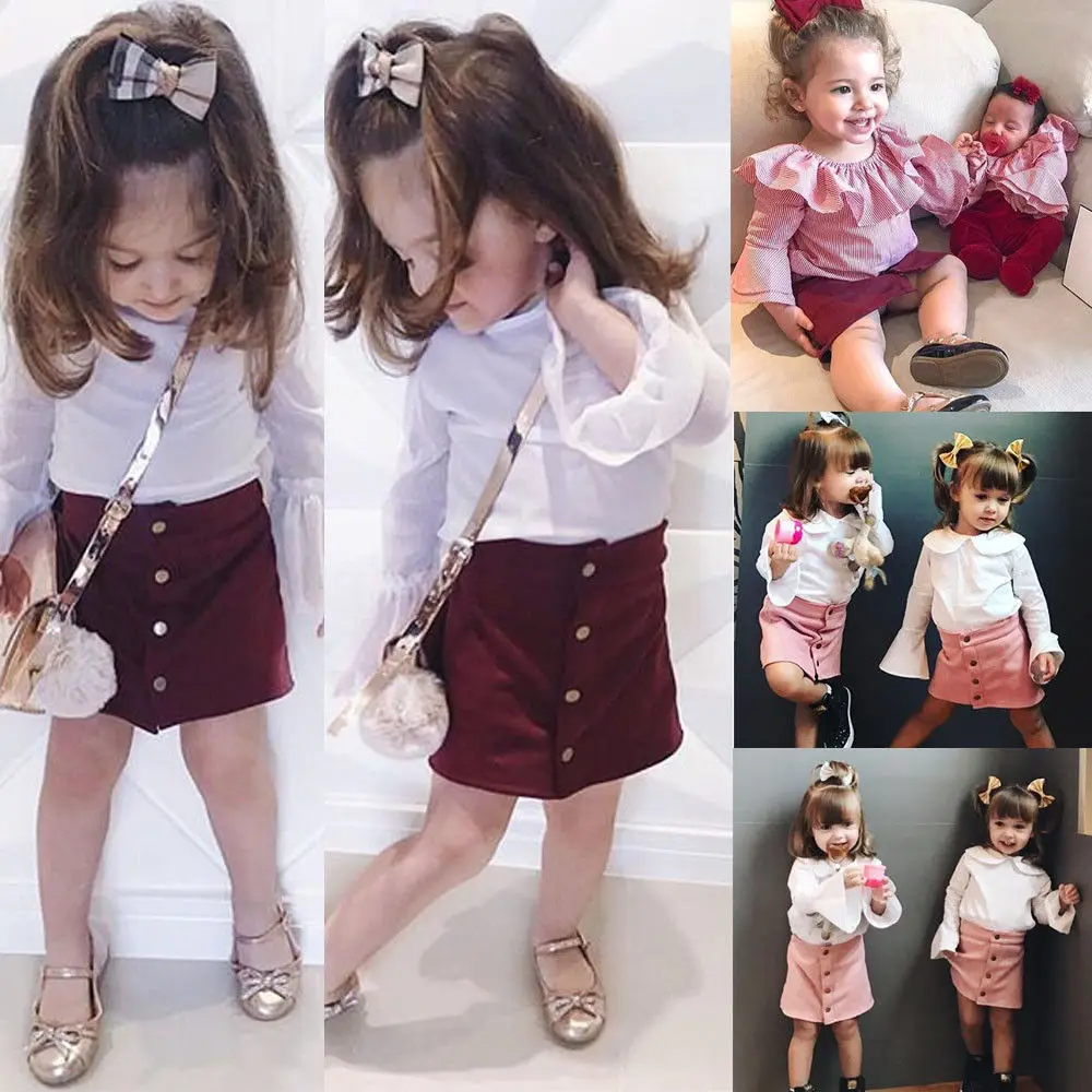 Pudcoco модная одежда для девочек юбки US принцесса малыша Одежда для детей; малышей; девочек Кнопка Line милые юбки От 6 месяцев до 5 лет