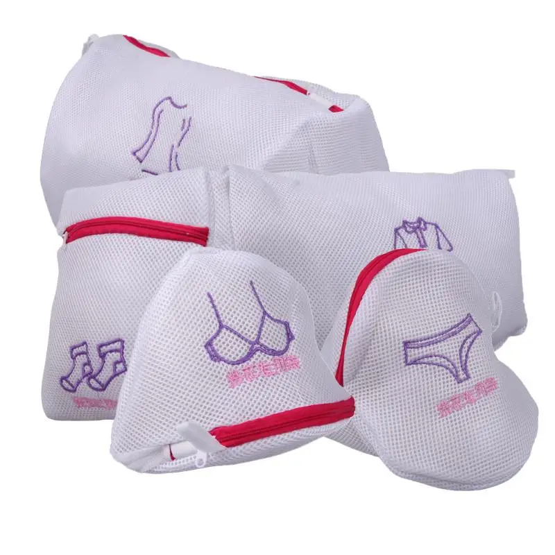 5 Pcs سميكة طبقة مزدوجة انغلق كيس غسيل شبكي الملابس حامي