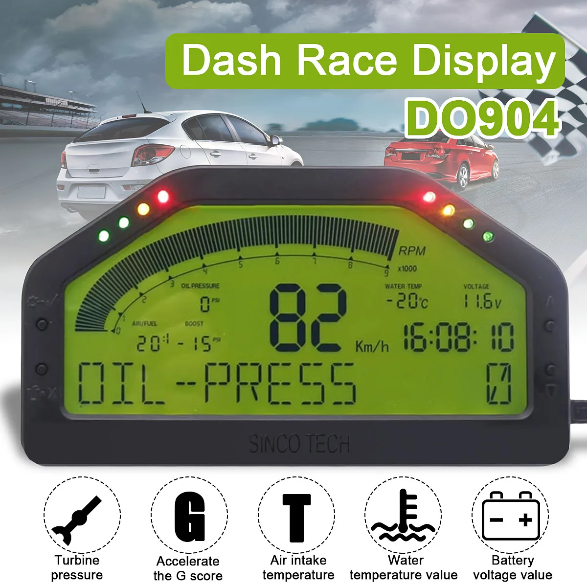 

New Waterproof 9000rpm Dash Race Display Full Sensor Kit Dashboard LCD Screen Rally Gauge With Bluetooth Function