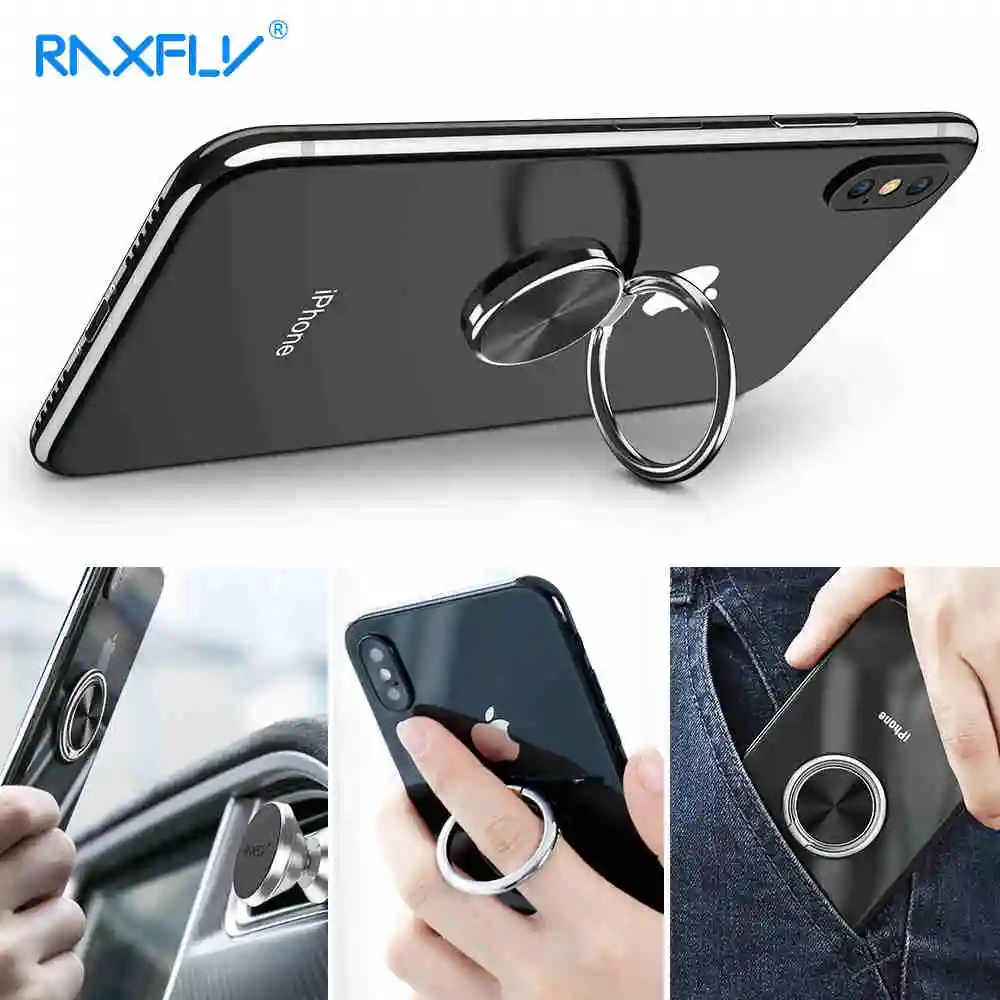 RAXFLY 3D Finger Ring Holder Ring Stand Metal 360 Rotating Mobile Phone Holder for iPhone 7 8 Samsung Phone Stander Holder