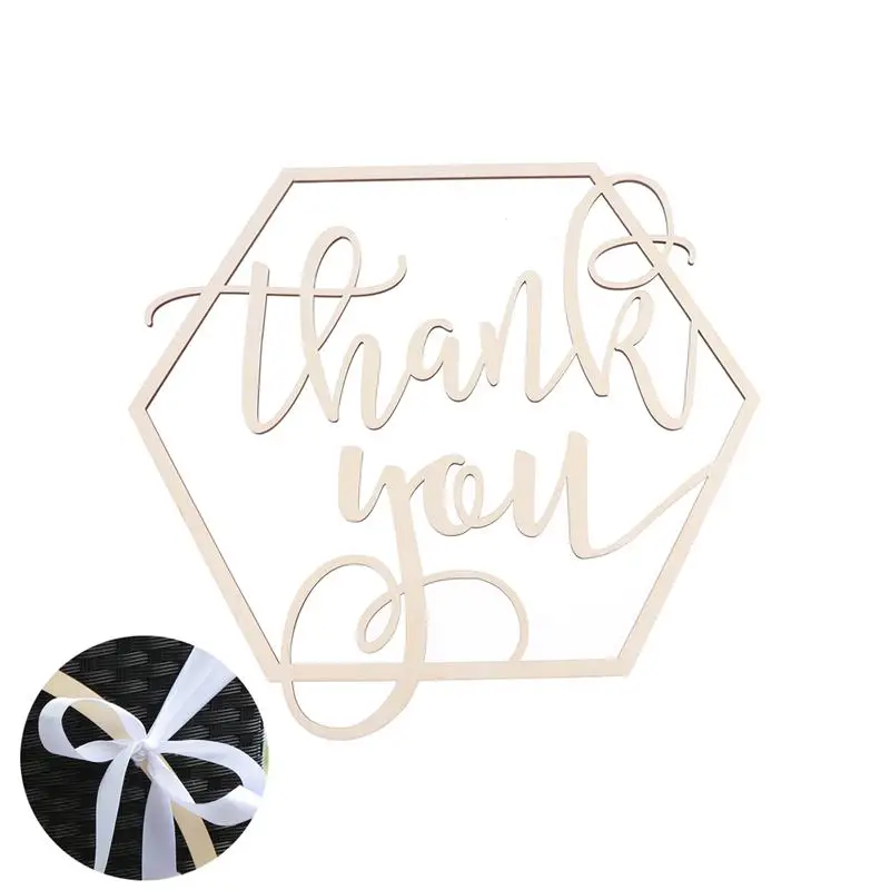 Шестиугольный знак для свадебной фотосъемки с надписью Thank You деревянный