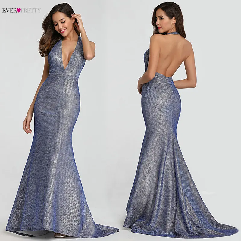 

Sexy Prom Dresses 2019 Ever Pretty EP07846 Deep V-neck Sleeveless Backless Mermaid Party Gowns Vestidos Do Baile De Finalistas
