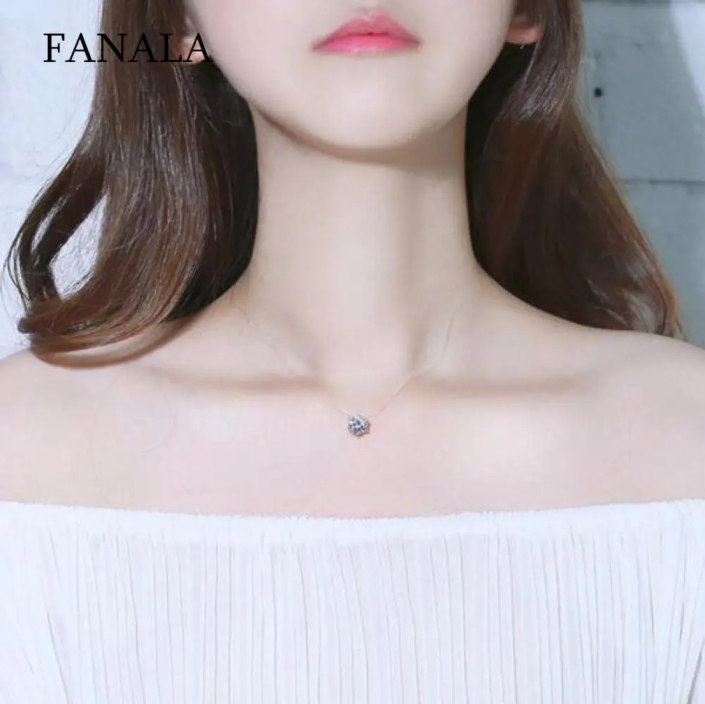 

Decoration Chain Geometric Hasp Women Casual Pendant Rope Fashion Zircon Necklaces Transparent