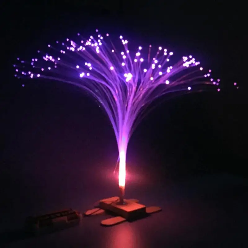 Детский научный эксперимент Дерево красочные волоконно-оптические огни DIY сборная игрушка