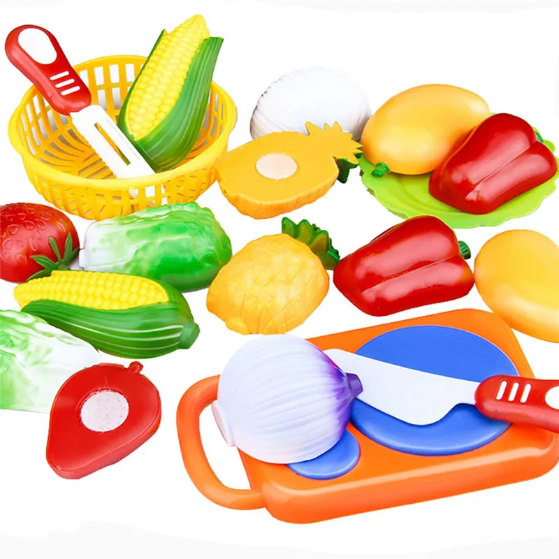 12 шт./компл. детские игрушки Пластиковые фрукты и овощи еда резка ролевые игры раннего образования детей игрушечные лошадки