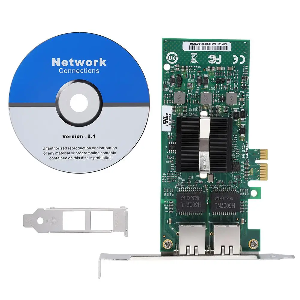 Для Intel 82575EB/GB PCI E Двухпортовая гигабитная LAN Ethernet Сетевая карта Карта|Сетевые