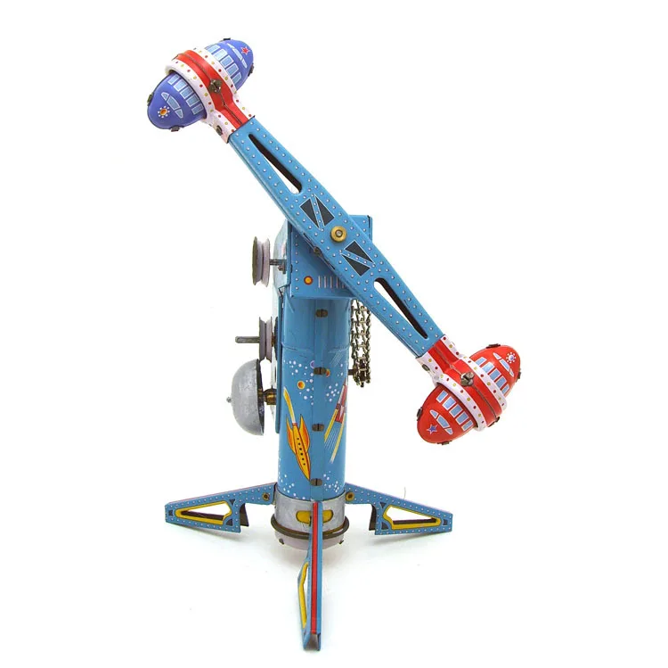 [Забавная] взрослая Коллекция Ретро заводная игрушка металлическая жестяная парк развлечений вращающаяся ракета колесо обозрения заводная игрушка модель винтажная игрушка