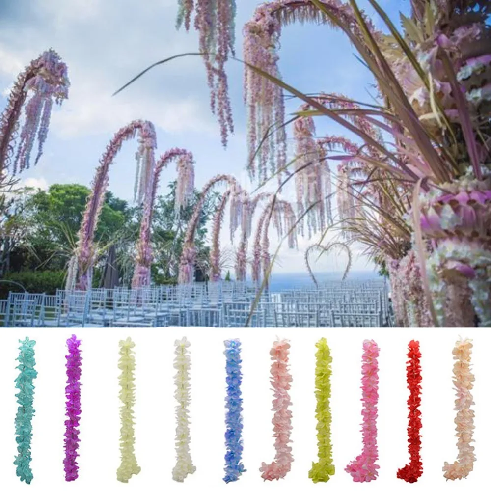 Guirnalda de Flores artificiales para el hogar, Flores de ratán, vid blanca, de 120 cm, decoración de fiesta de boda Guirnalda de Flores artificiales para el hogar, Flores de ratán, vid blanca, de 120 cm, decoración de fiesta de boda