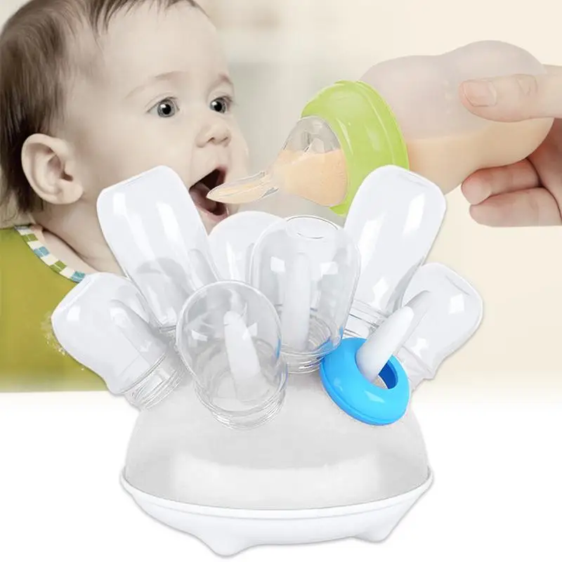 

FEBUD Hedgehog Nursing Bottle Drying Rack with 10 Holders Multifunctional Fruit Storage Tray
