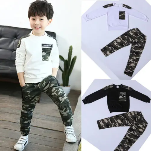 

Boy Mans Fashion 2PCS Baby Camouflage suit Kids sweat suit tracksuit Sport Suit
