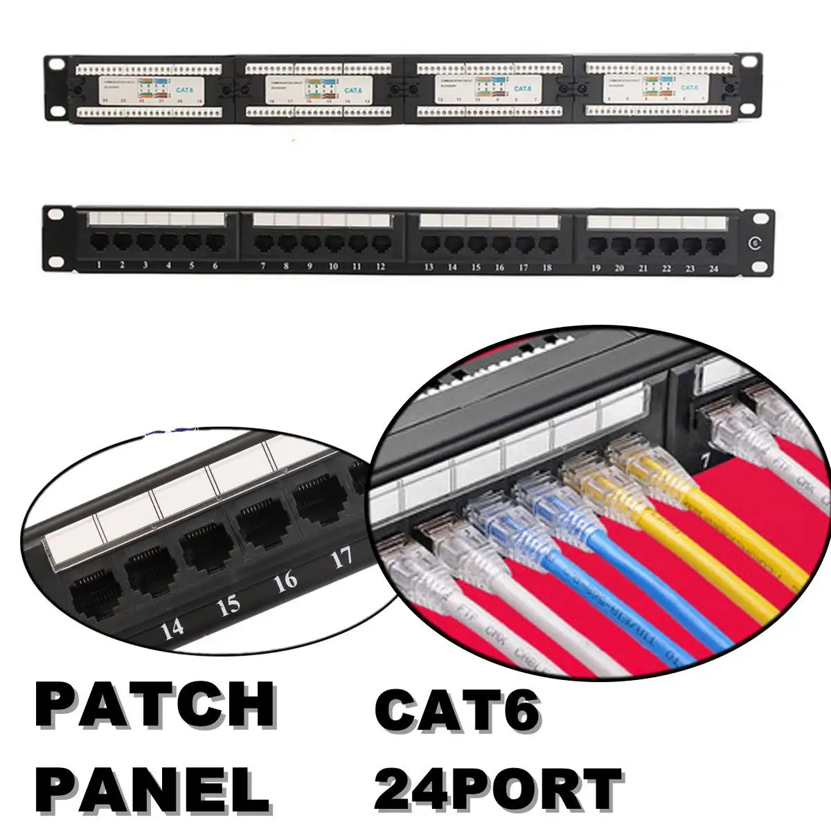 

RJ45 CAT 6 Ethernet Network LAN Adapter Connector Cable Mount Bracket 24 Port/Wst CAT5E Patch Panel 1U for 19 Inch Rack Mount