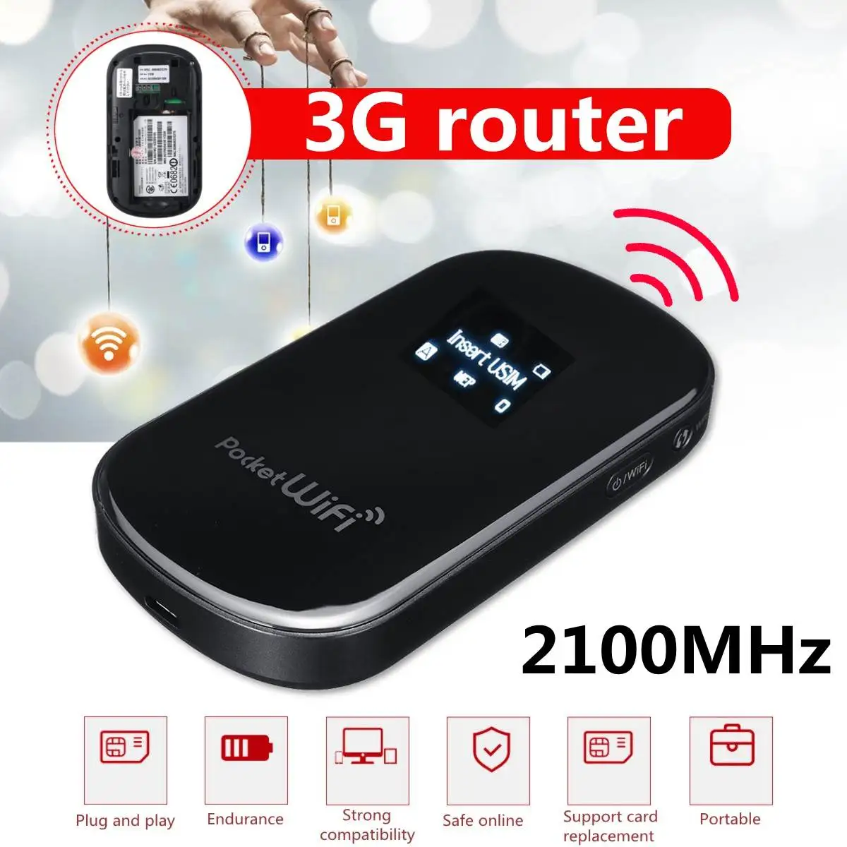 

3G Router GP02 Portable WiFi 3G 2100MHz Professional Encryption Hotspot WiFi Wireless Router MiFi