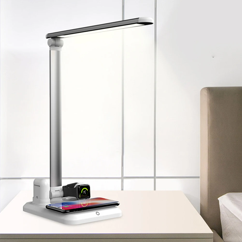

4 IN 1 LED Light QI Wireless Charger for Airpods iPhone XS XR X 8 Table Desk Lamp Light Fast Charging Dock for Apple Watch 3 4
