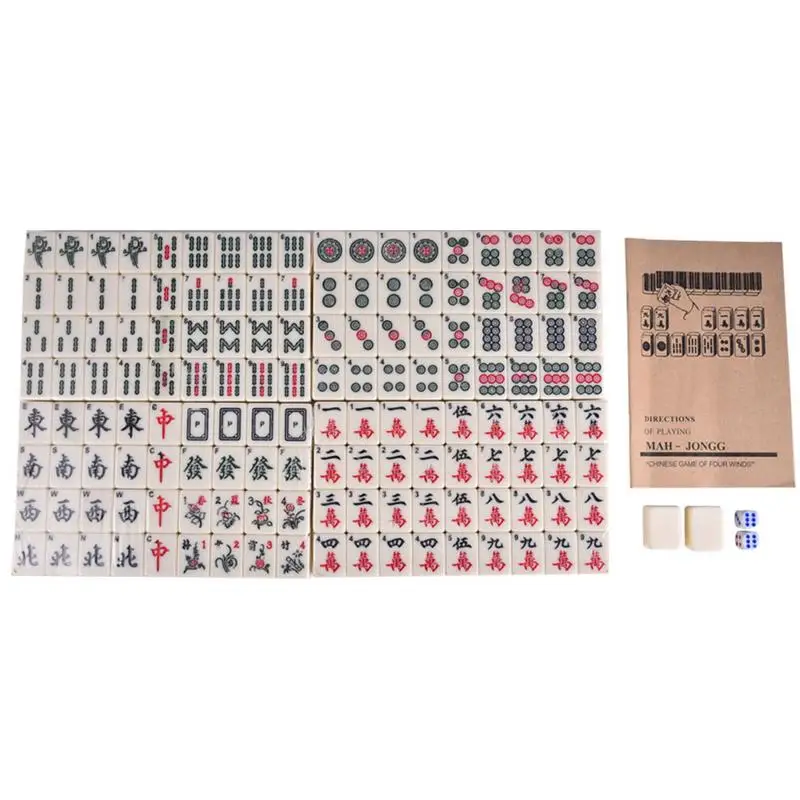 Высокое качество карточные игры 144 плитки Mah Jong набор английский Набор для в